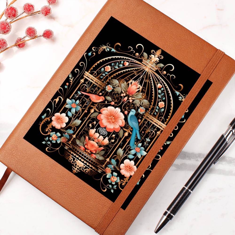 Birds And Floral Design 121 - Vegan Leather Journal