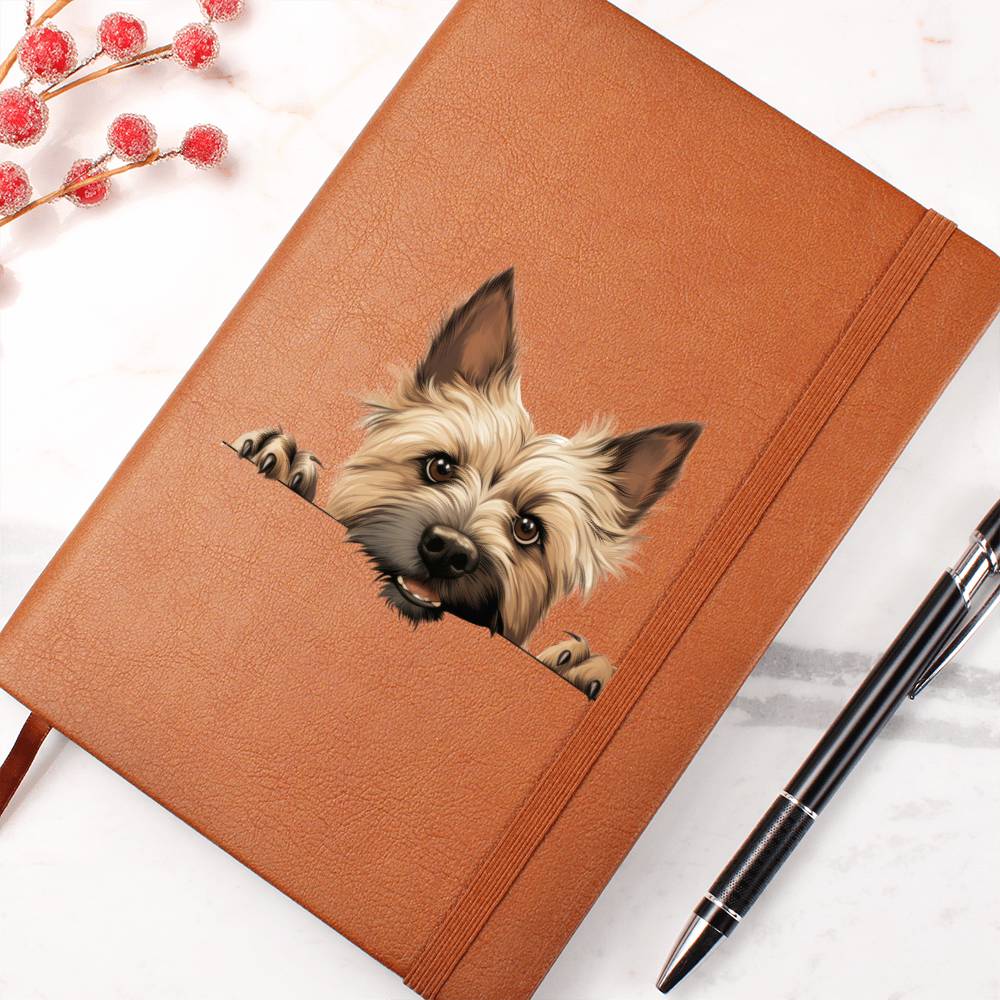 Cairn Terrier Peeking - Vegan Leather Journal