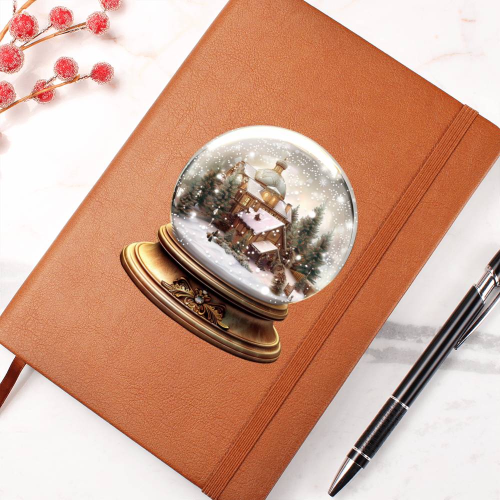 Watercolor Christmas Snow Globe 019 - Vegan Leather Journal
