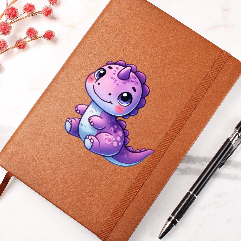 Colorful Baby Dinosaur 069 - Vegan Leather Journal