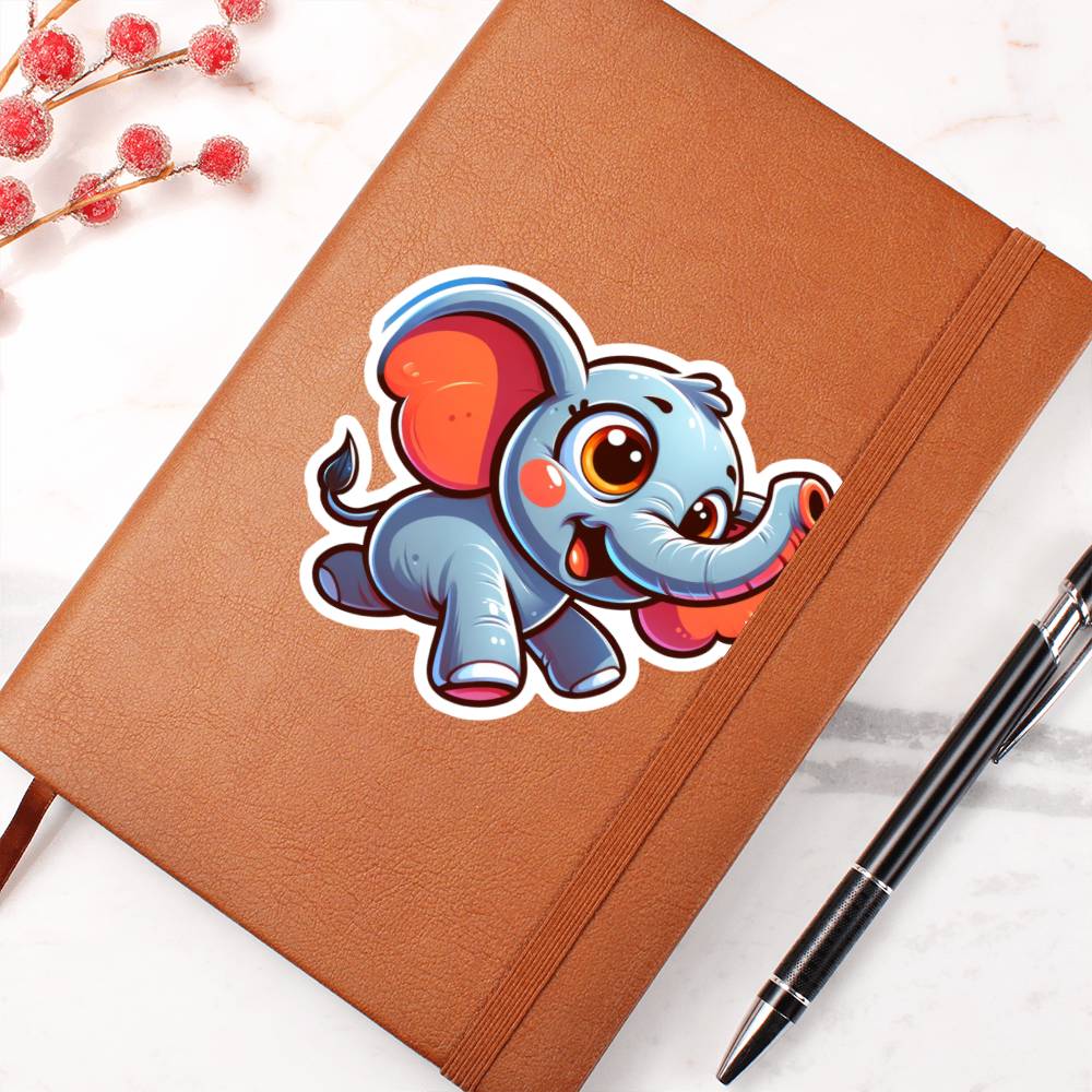 Cute Elephant sticker 45 - Vegan Leather Journal