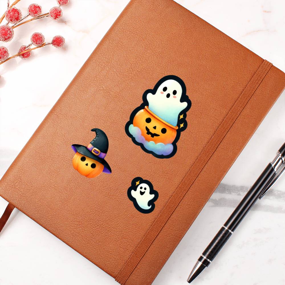 Cute Halloween Sticker 102 - Vegan Leather Journal