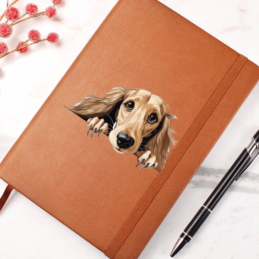 Saluki Peeking - Vegan Leather Journal