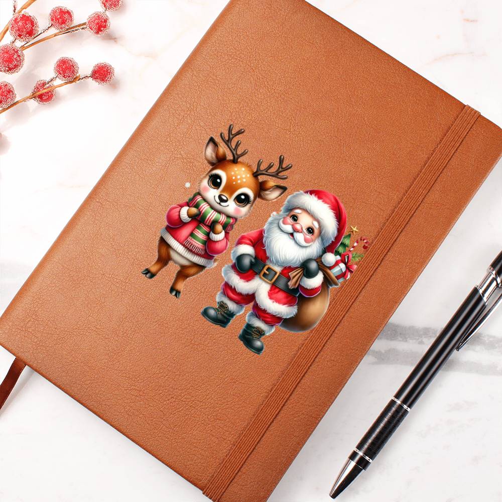 Cute Christmas Reindeer 014 - Vegan Leather Journal