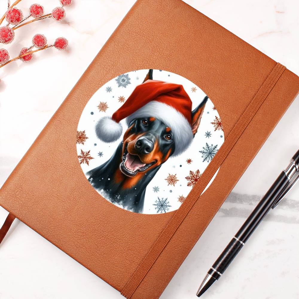 Christmas Dog - Doberman Pinscher - Vegan Leather Journal