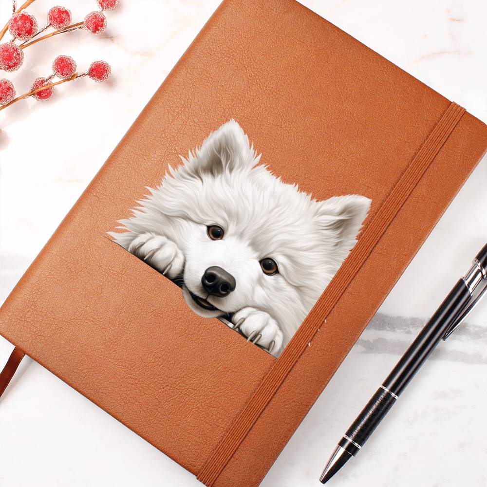 Samoyed Peeking - Vegan Leather Journal