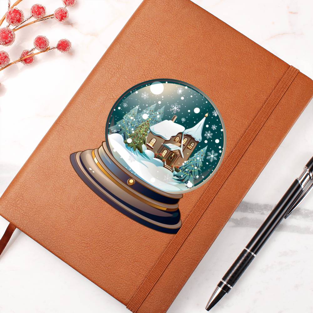Watercolor Christmas Snow Globe 038 - Vegan Leather Journal
