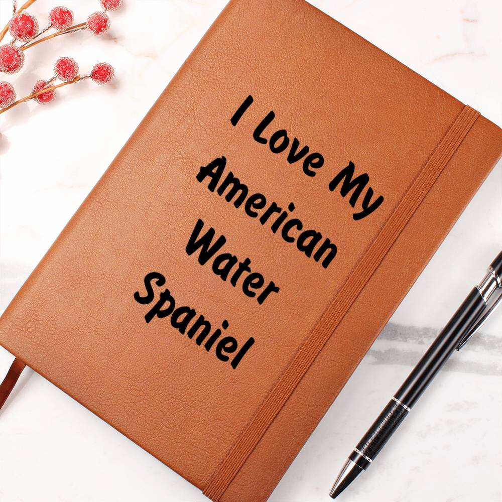 Love My American Water Spaniel v4 - Vegan Leather Journal