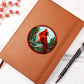 Christmas Red Cardinal Stained Glass Design 023 - Vegan Leather Journal