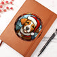 Dog Stained Glass Christmas Design 005 - Vegan Leather Journal
