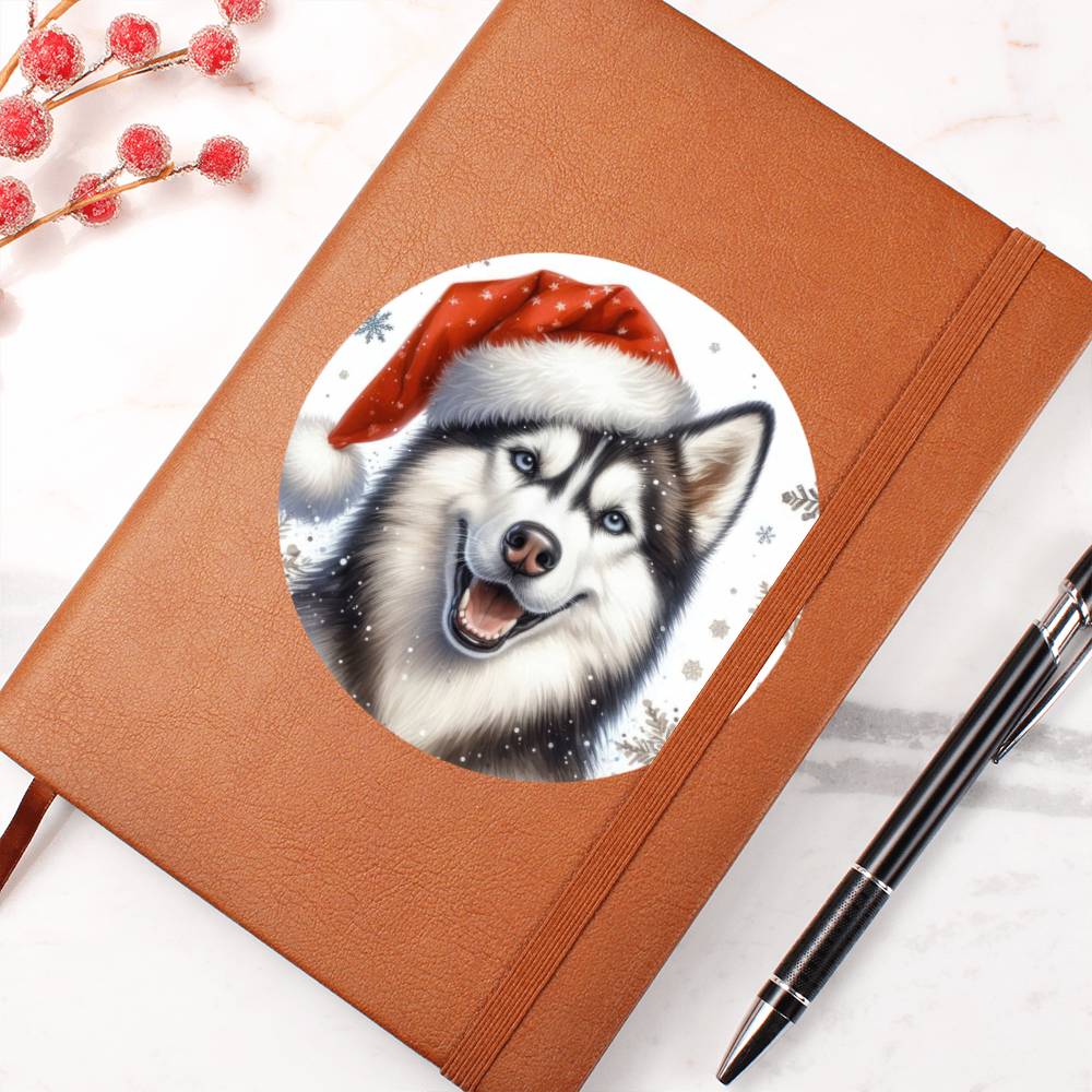 Christmas Dog - Siberian Husky Dog - Vegan Leather Journal