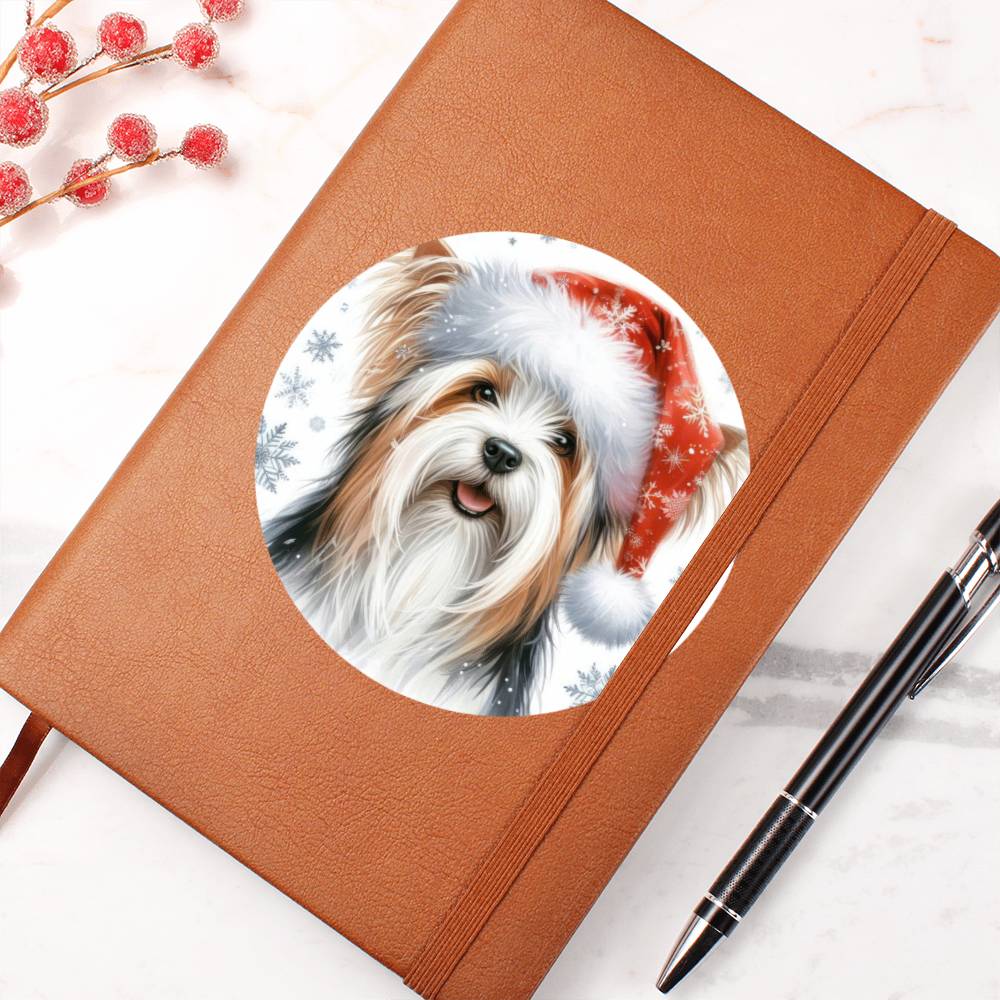 Christmas Dog - Biewer Terrier - Vegan Leather Journal