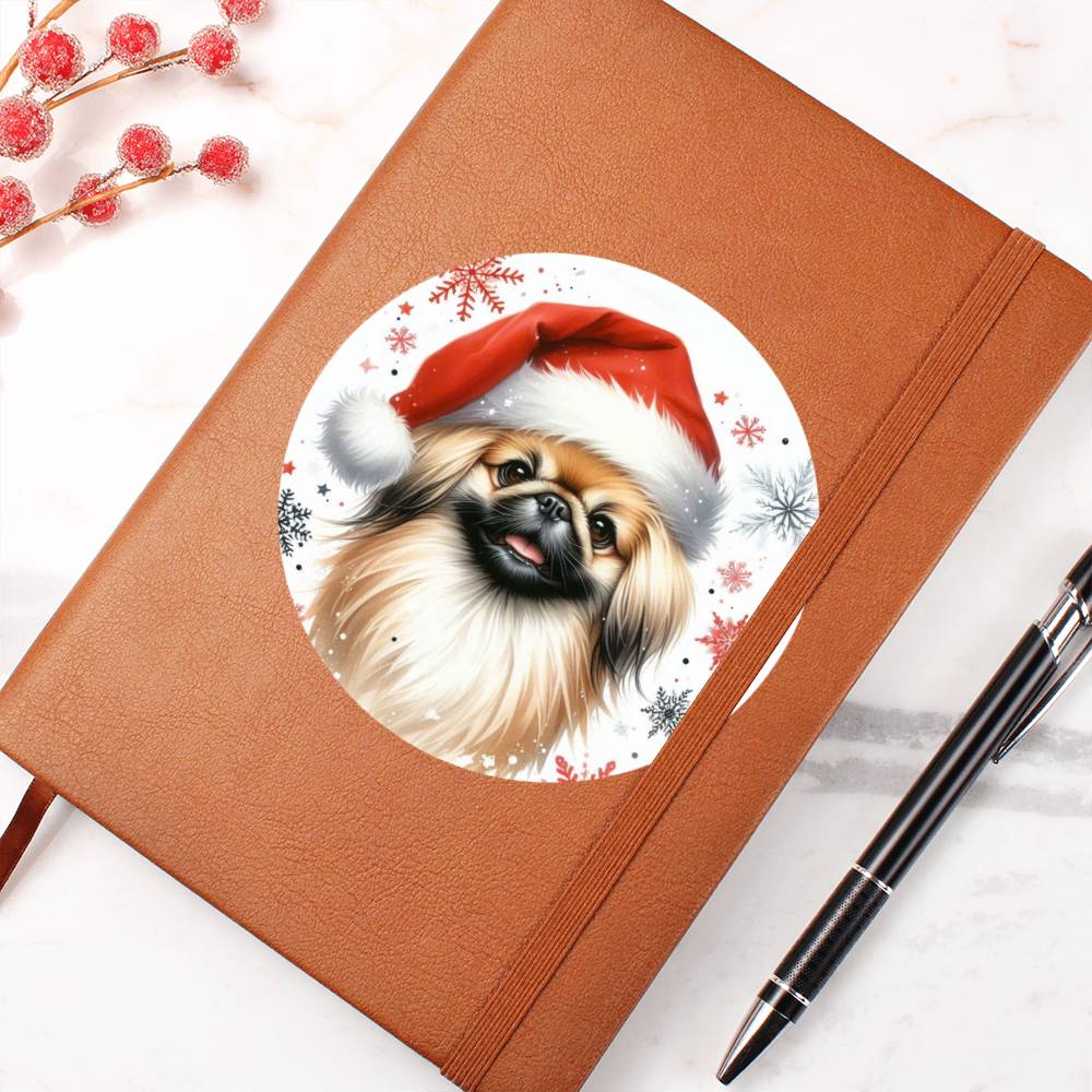 Christmas Dog - Pekingese - Vegan Leather Journal