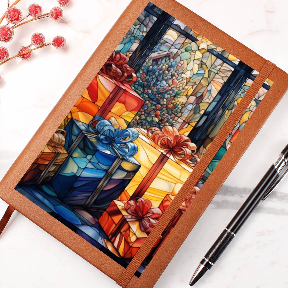 Christmas Stained Glass Design 020 - Vegan Leather Journal