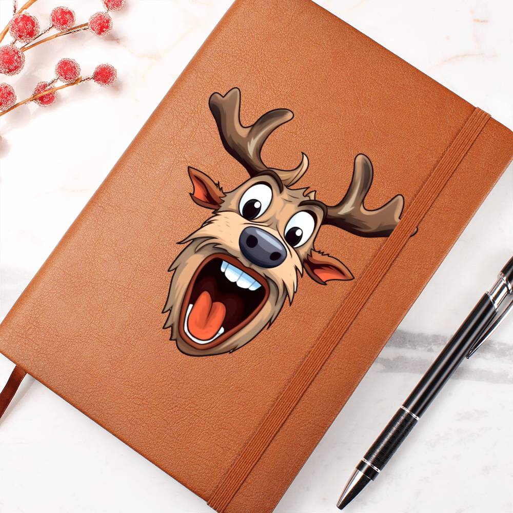 Funny Reindeer Face 06 - Vegan Leather Journal