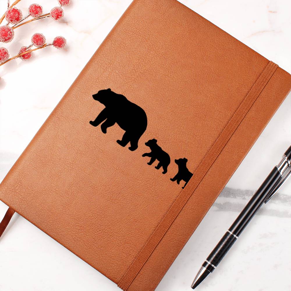 Mama Bear With 2 Cubs - Vegan Leather Journal