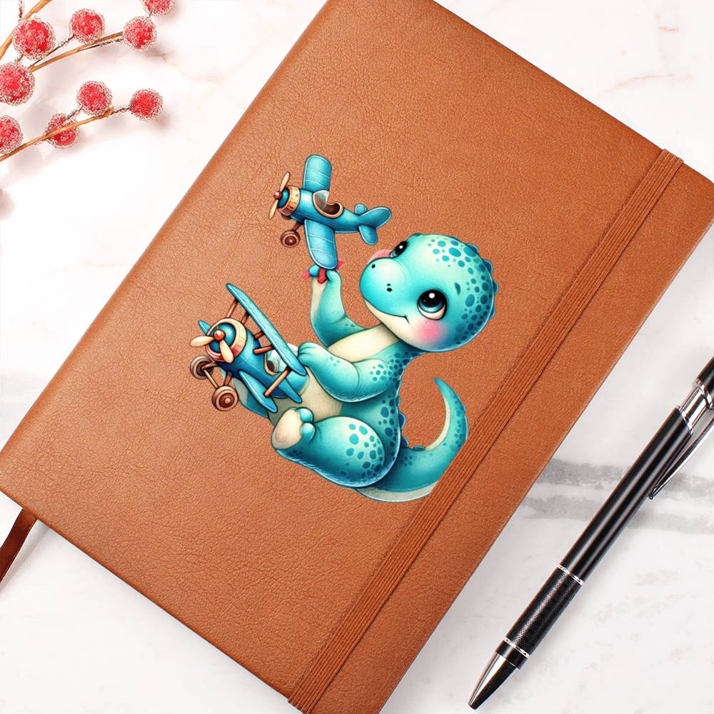 Colorful Baby Dinosaur 099 - Vegan Leather Journal