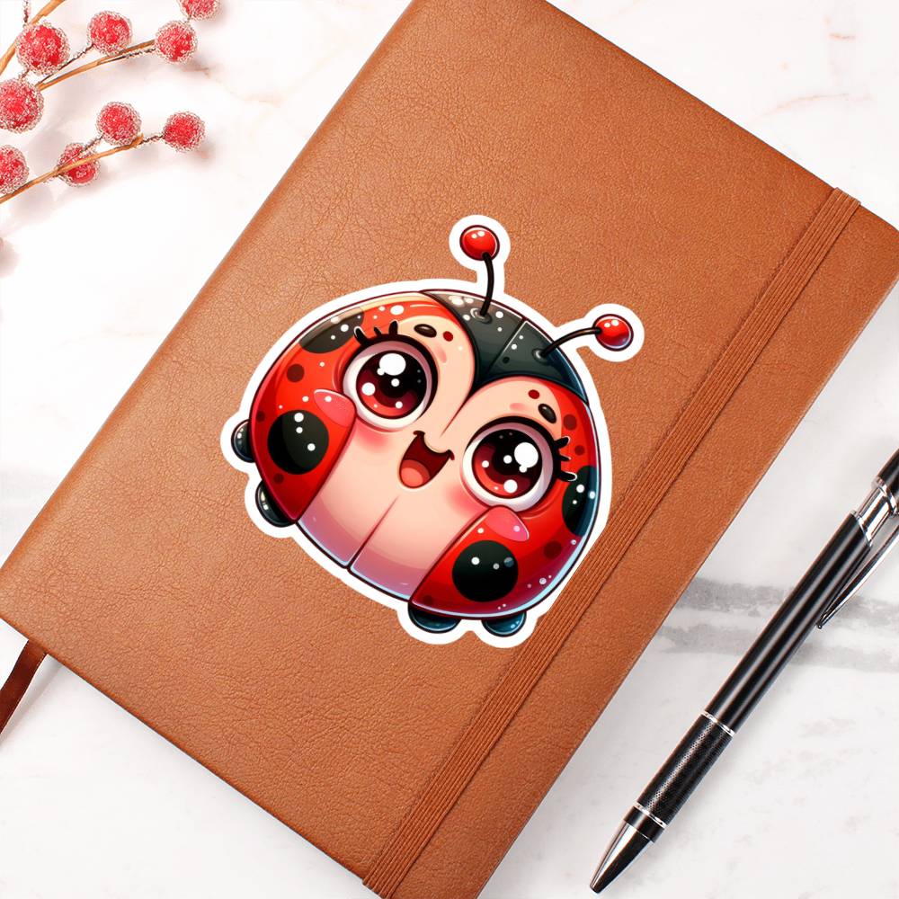 Cute Ladybug sticker 82 - Vegan Leather Journal
