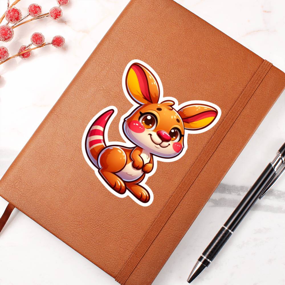 Cute Kangaroo sticker 77 - Vegan Leather Journal