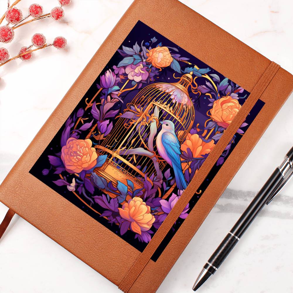 Birds And Floral Design 147 - Vegan Leather Journal