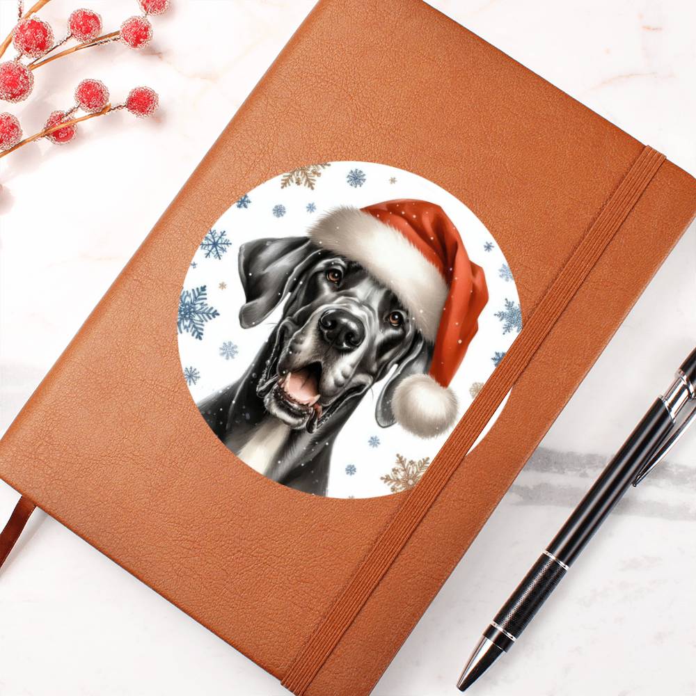 Christmas Dog - Great Dane - Vegan Leather Journal