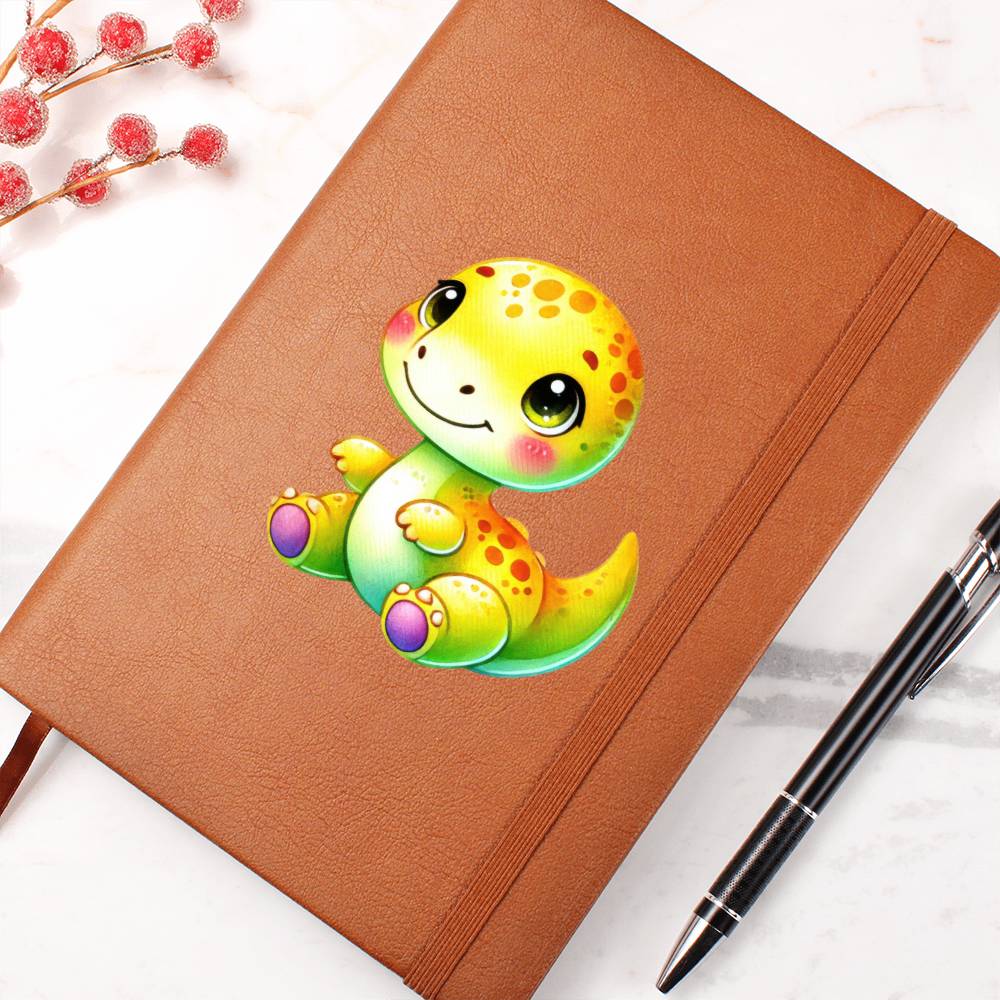 Colorful Baby Dinosaur 063 - Vegan Leather Journal