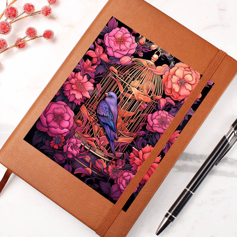 Birds And Floral Design 118 - Vegan Leather Journal