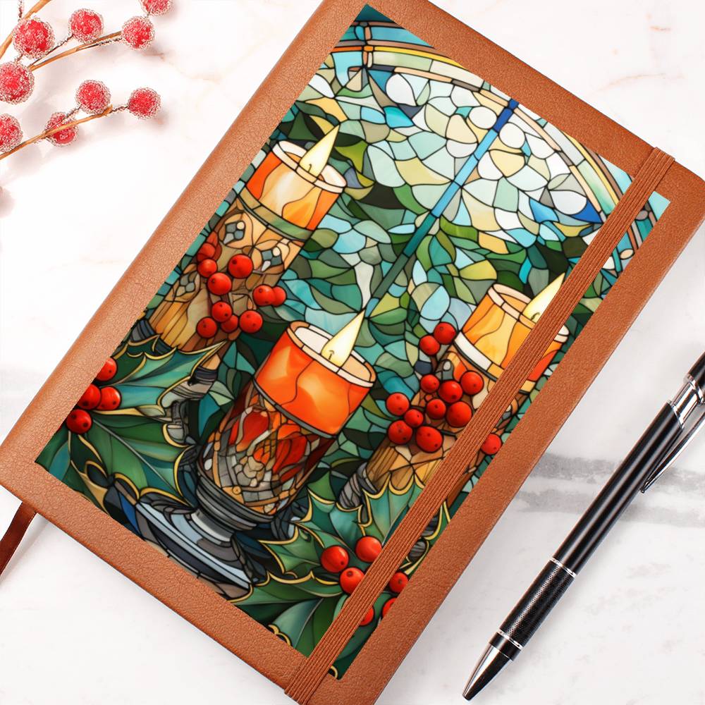 Christmas Stained Glass Design 021 - Vegan Leather Journal