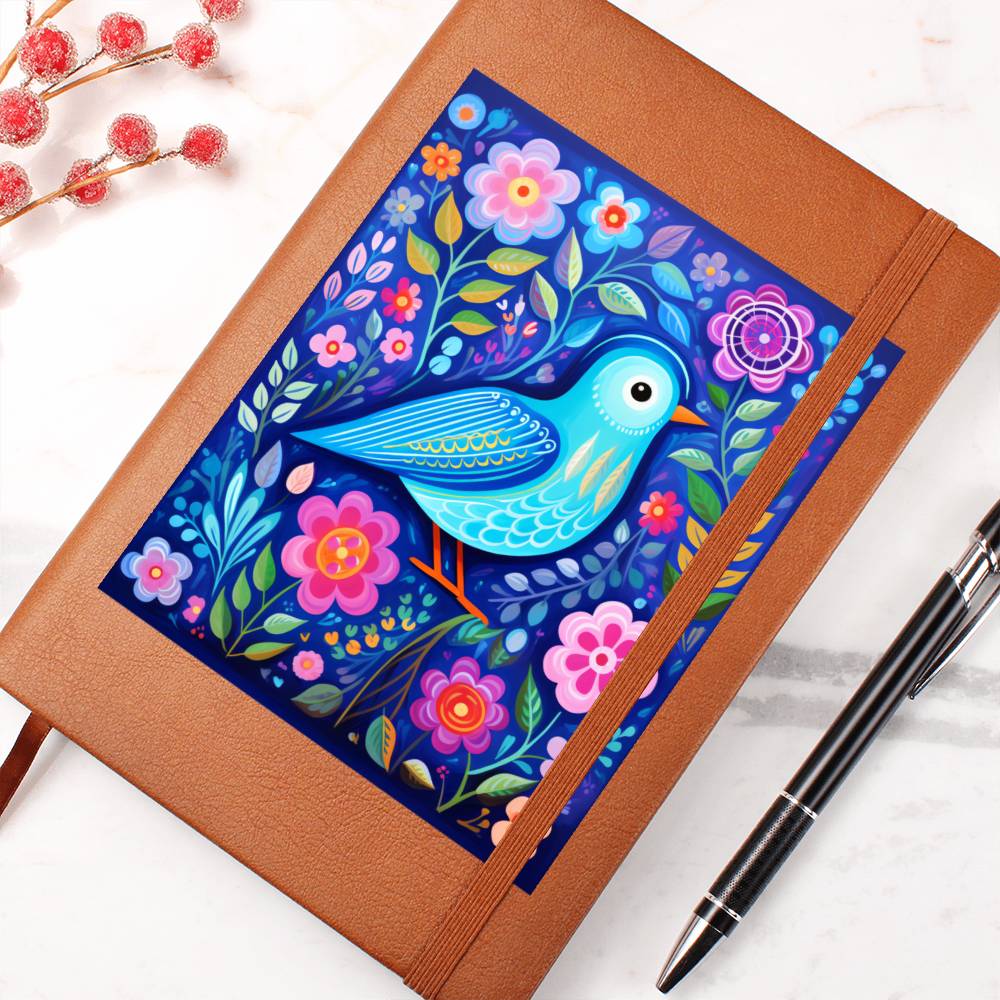 Birds And Floral Design 183 - Vegan Leather Journal