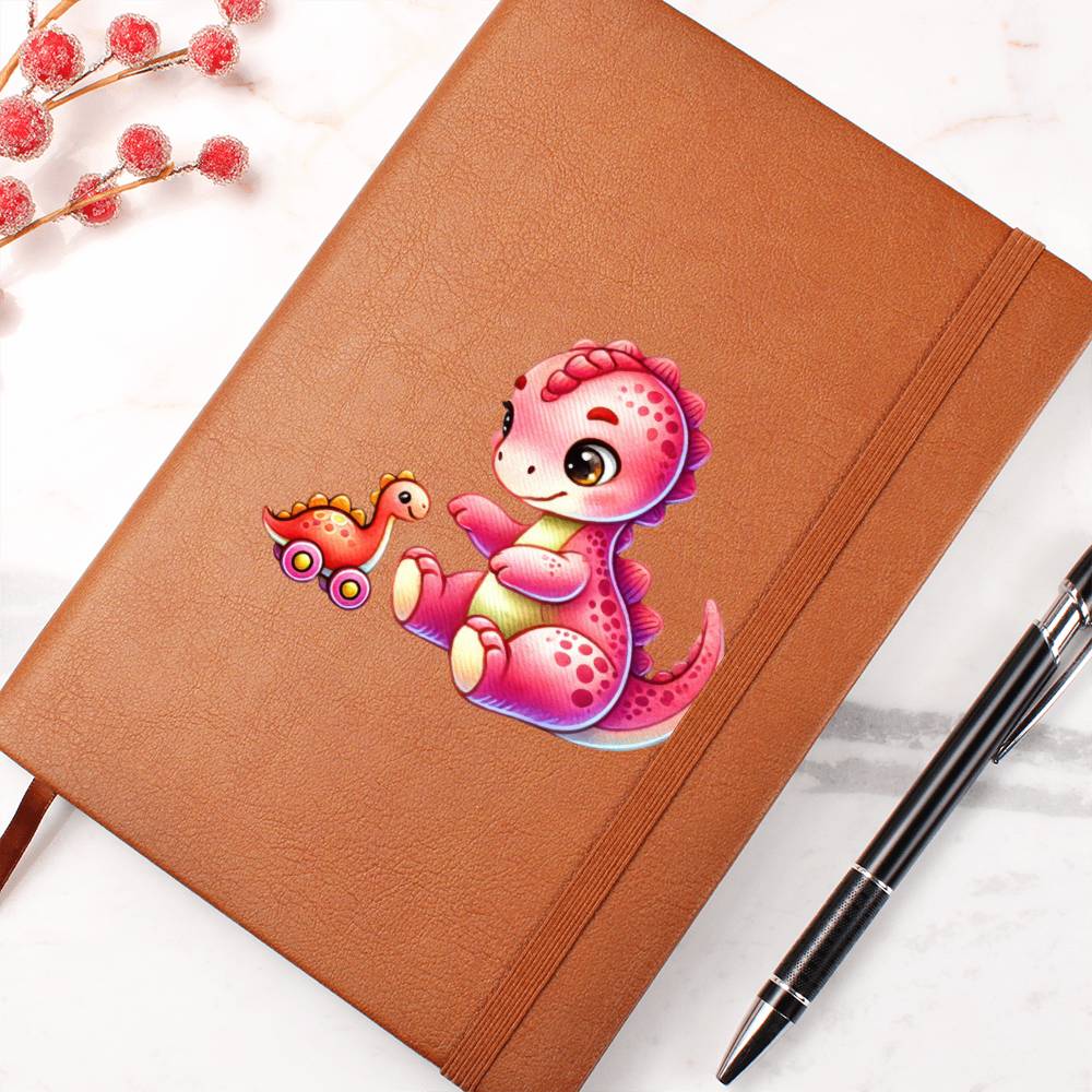 Colorful Baby Dinosaur 095 - Vegan Leather Journal