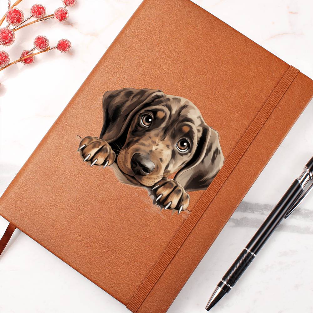 Plott Hound Peeking - Vegan Leather Journal