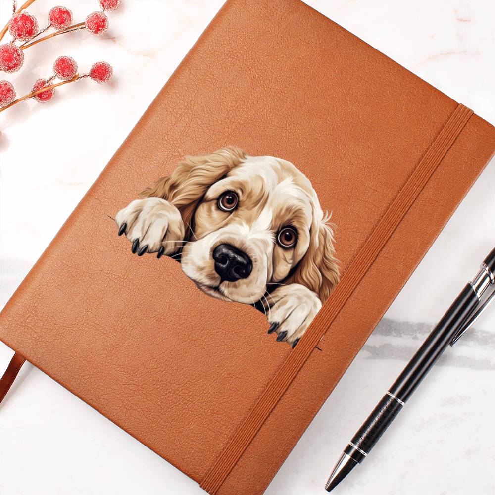Clumber Spaniel Peeking - Vegan Leather Journal
