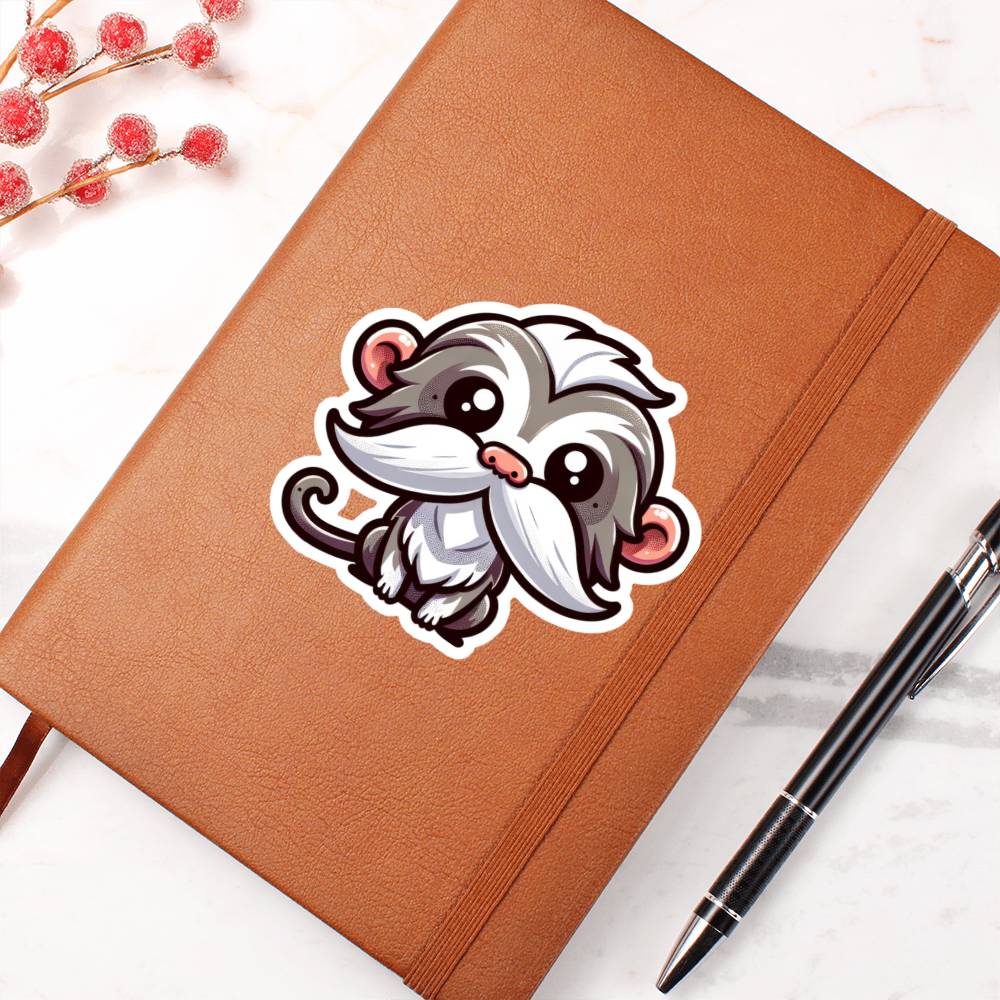 Cute Emperor Tamarin sticker 48 - Vegan Leather Journal