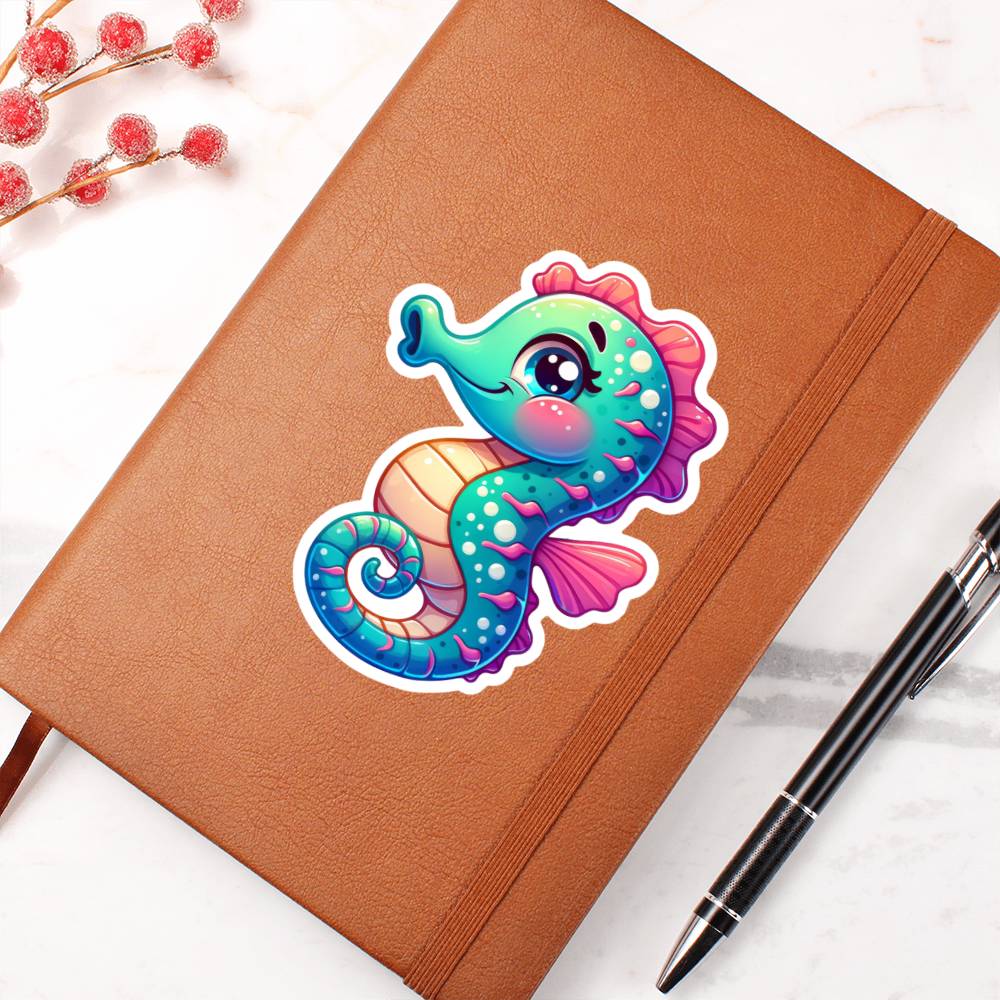 Cute Seahorse sticker 159 - Vegan Leather Journal