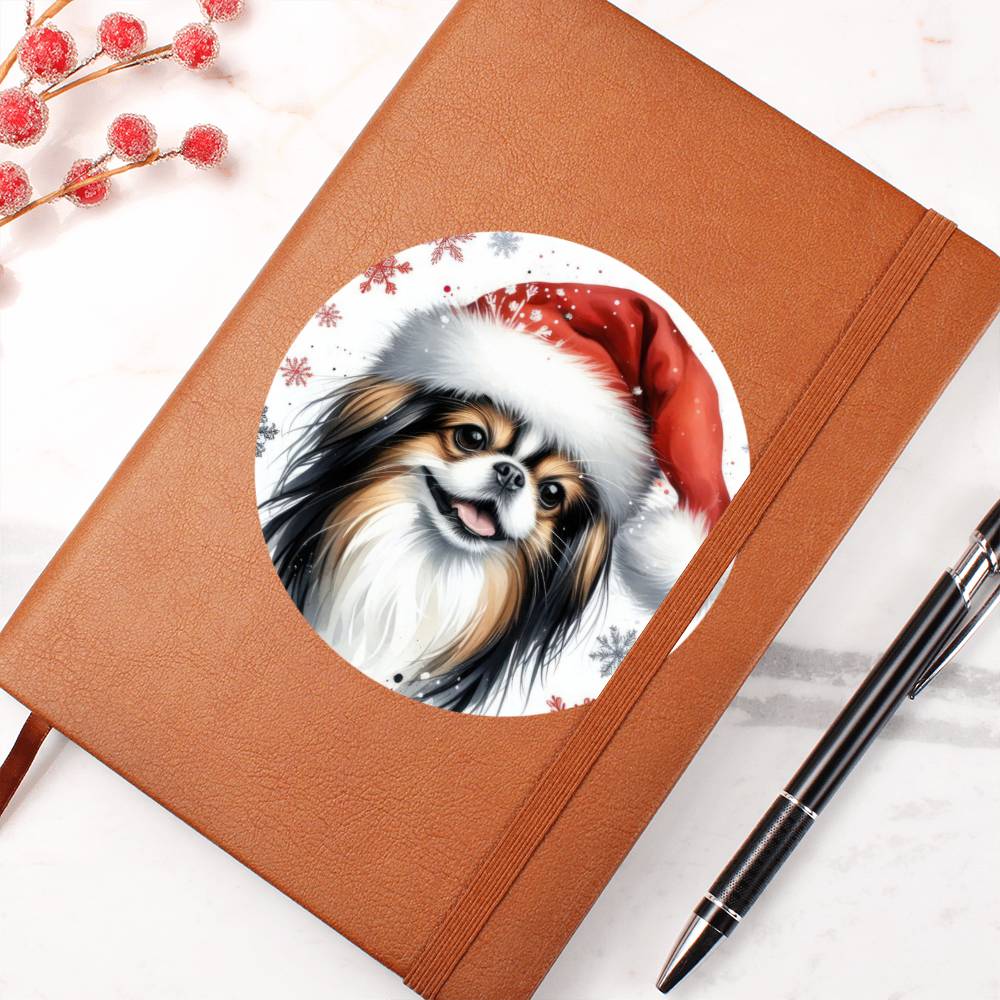 Christmas Dog - Japanese Chin - Vegan Leather Journal