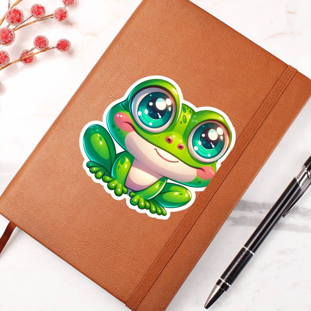 Cute Frog sticker 55 - Vegan Leather Journal