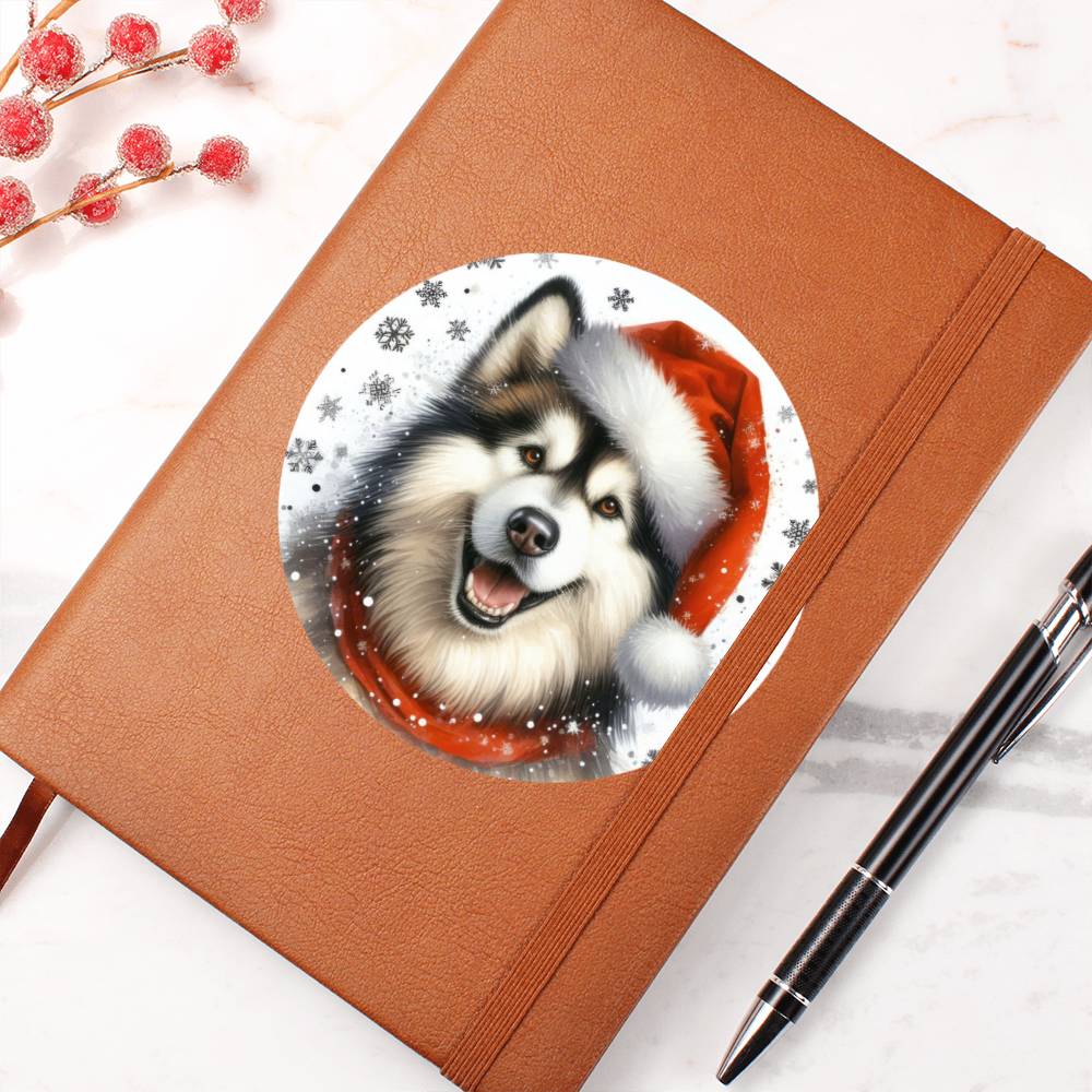 Christmas Dog - Alaskan Malamute - Vegan Leather Journal