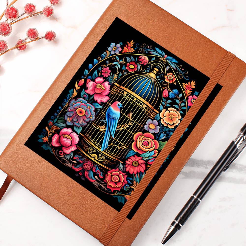 Birds And Floral Design 107 - Vegan Leather Journal