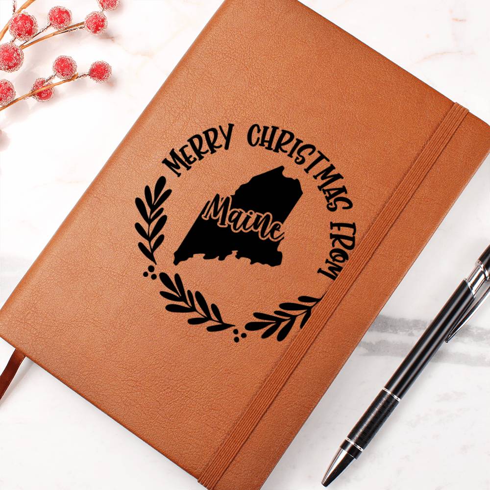Merry Christmas From Maine - Vegan Leather Journal