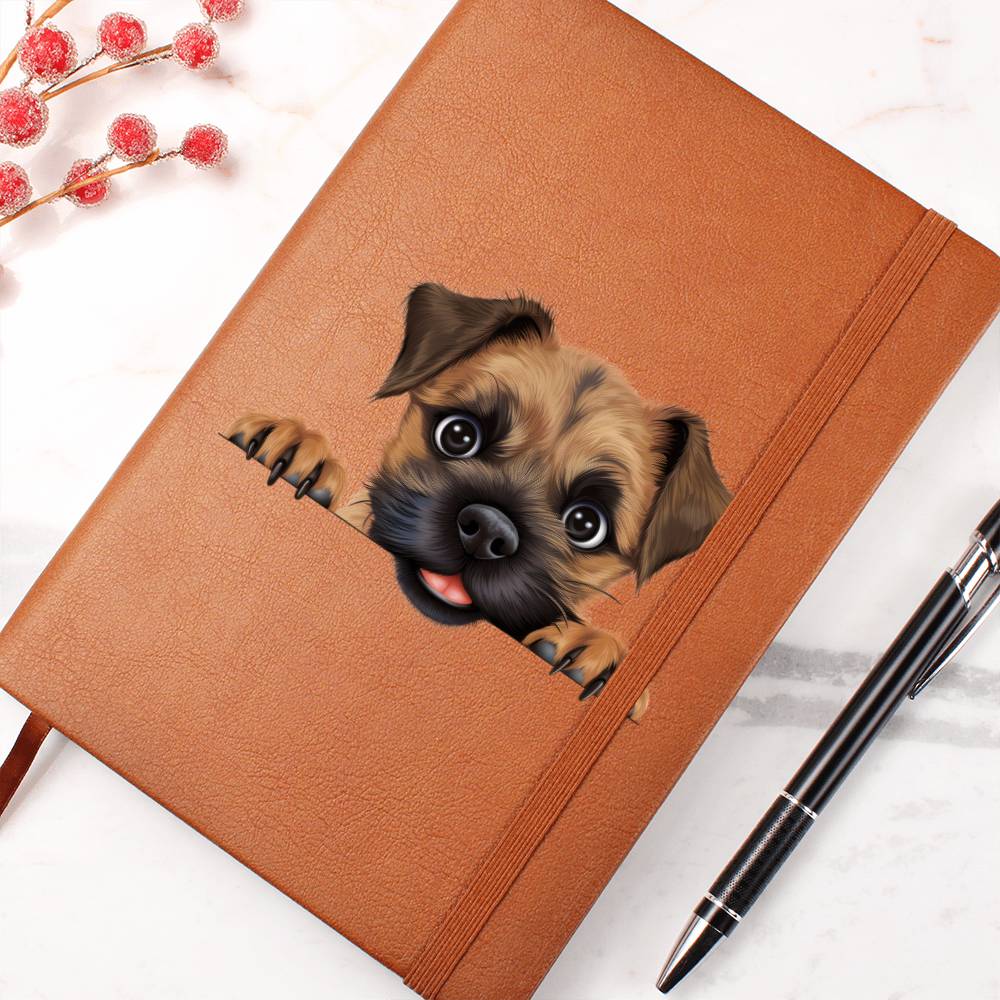 Border Terrier Peeking - Vegan Leather Journal