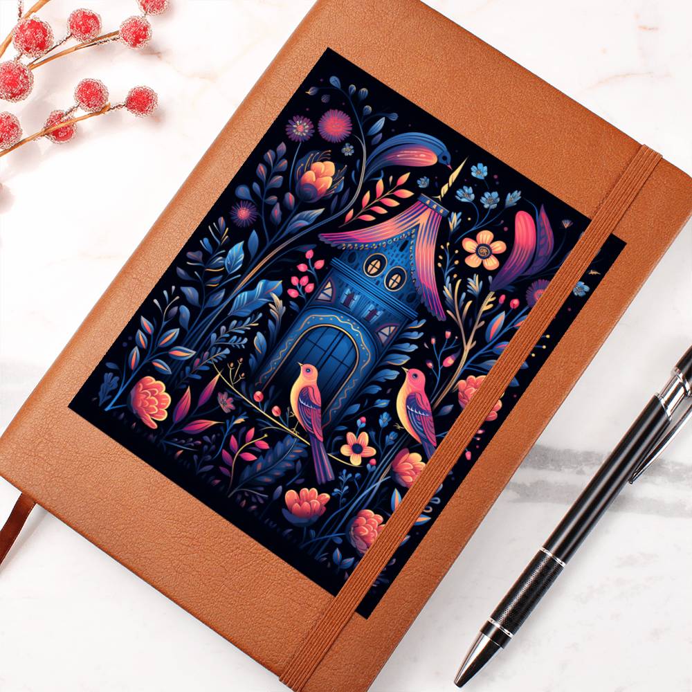 Birds And Floral Design 170 - Vegan Leather Journal
