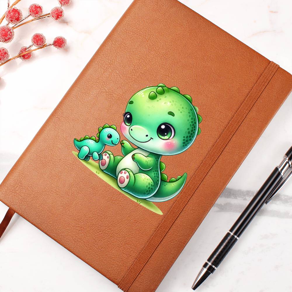 Colorful Baby Dinosaur 016 - Vegan Leather Journal