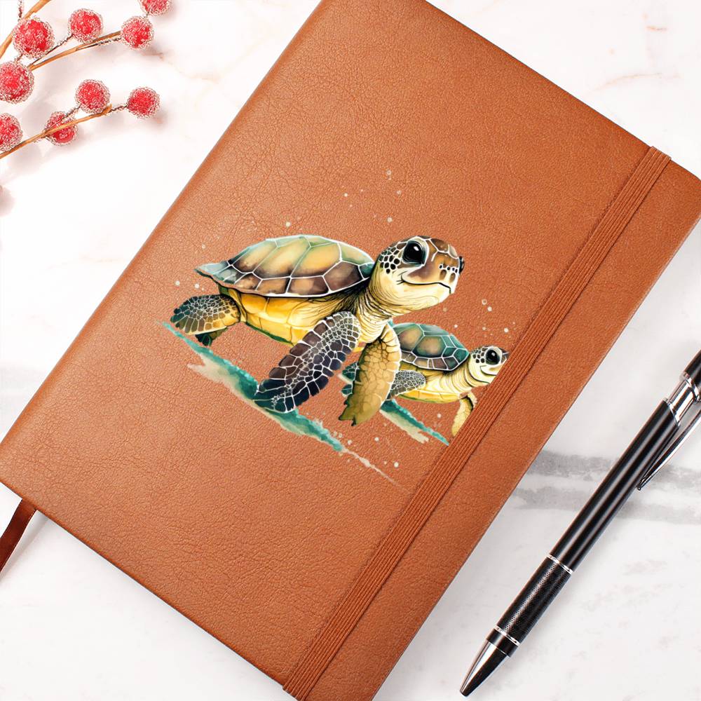 Cute Sea Turtle 018 - Vegan Leather Journal