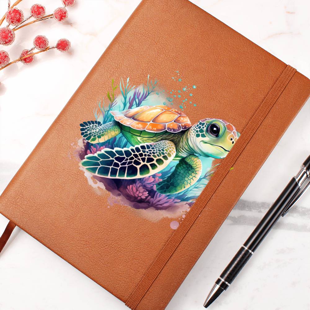 Cute Sea Turtle 007 - Vegan Leather Journal