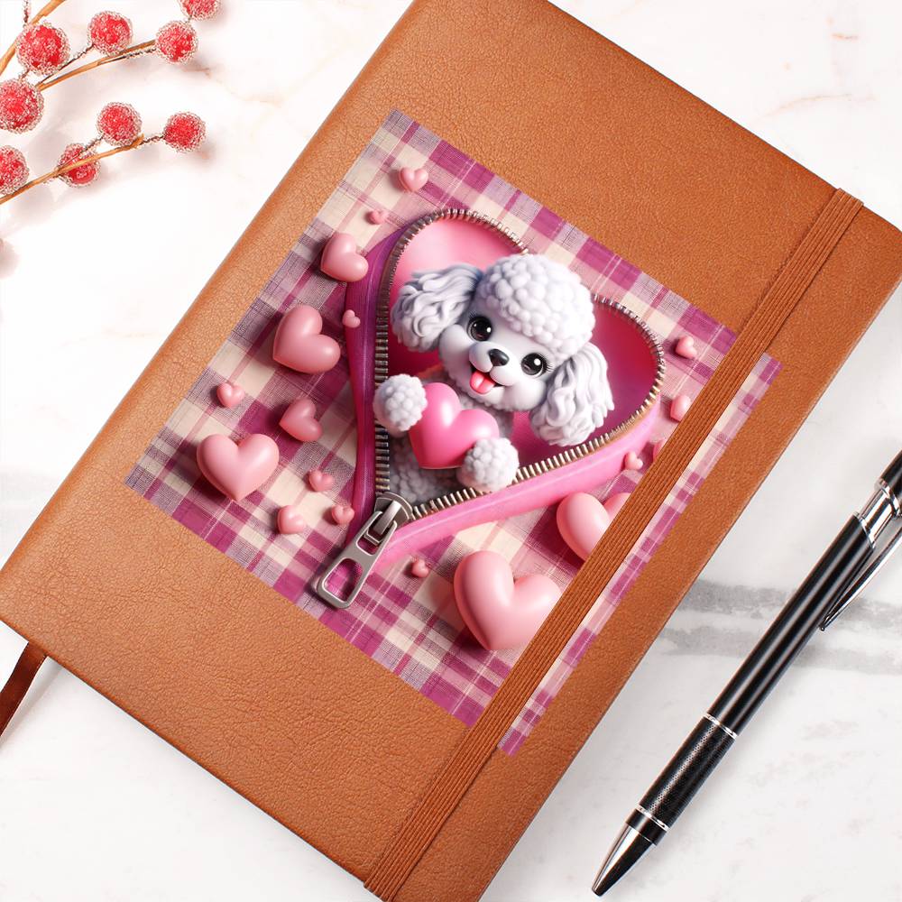 Valentine's Day Dog And Zipper 033 - Vegan Leather Journal