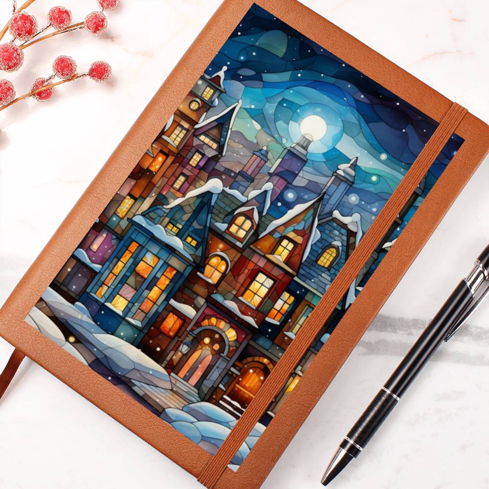 Christmas Stained Glass Design 027 - Vegan Leather Journal