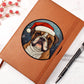 Dog Stained Glass Christmas Design 031 - Vegan Leather Journal
