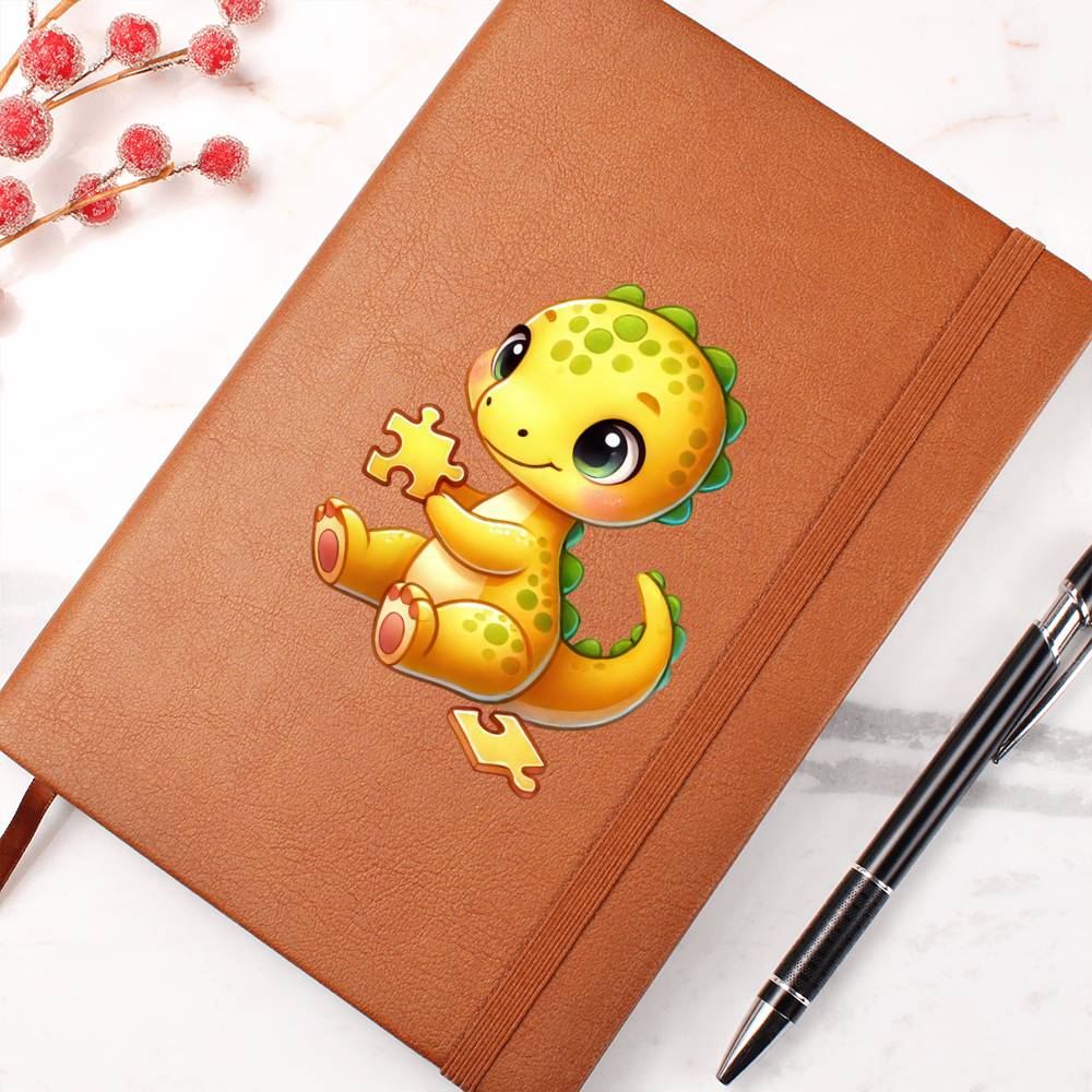 Colorful Baby Dinosaur 028 - Vegan Leather Journal
