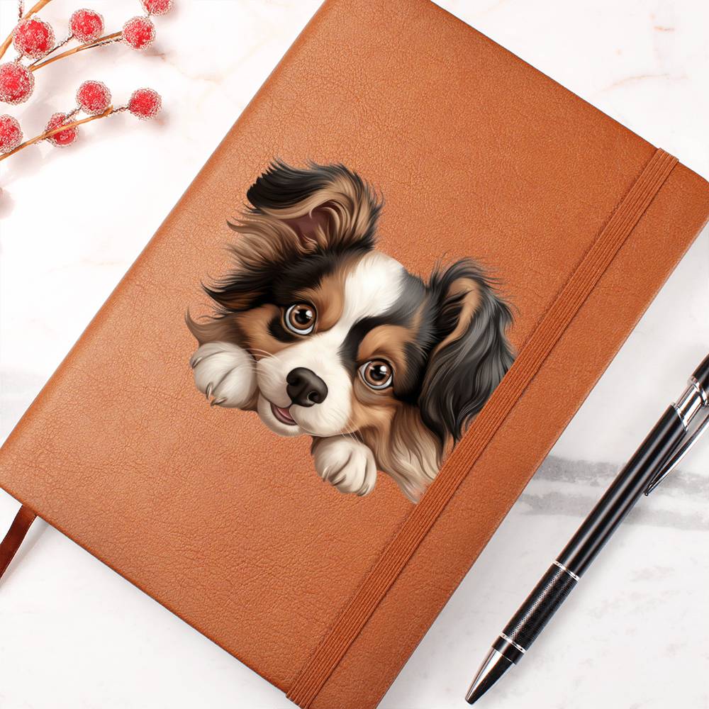 Papillon Peeking - Vegan Leather Journal