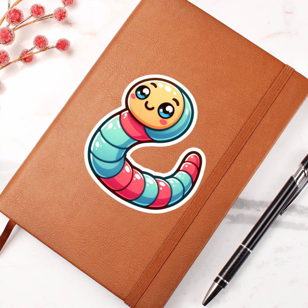 Cute Worm sticker 220 - Vegan Leather Journal